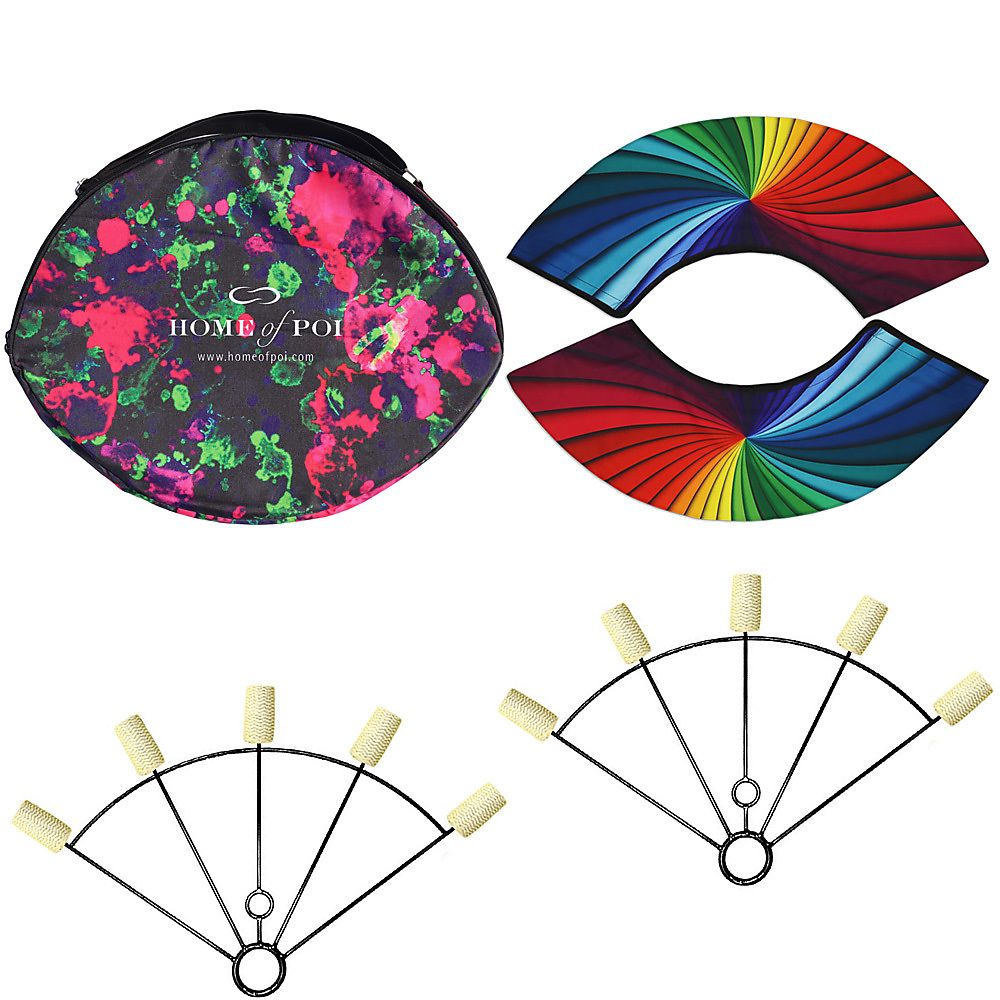 Pair of Large 5 Finger Fire Fans with Carry Bag