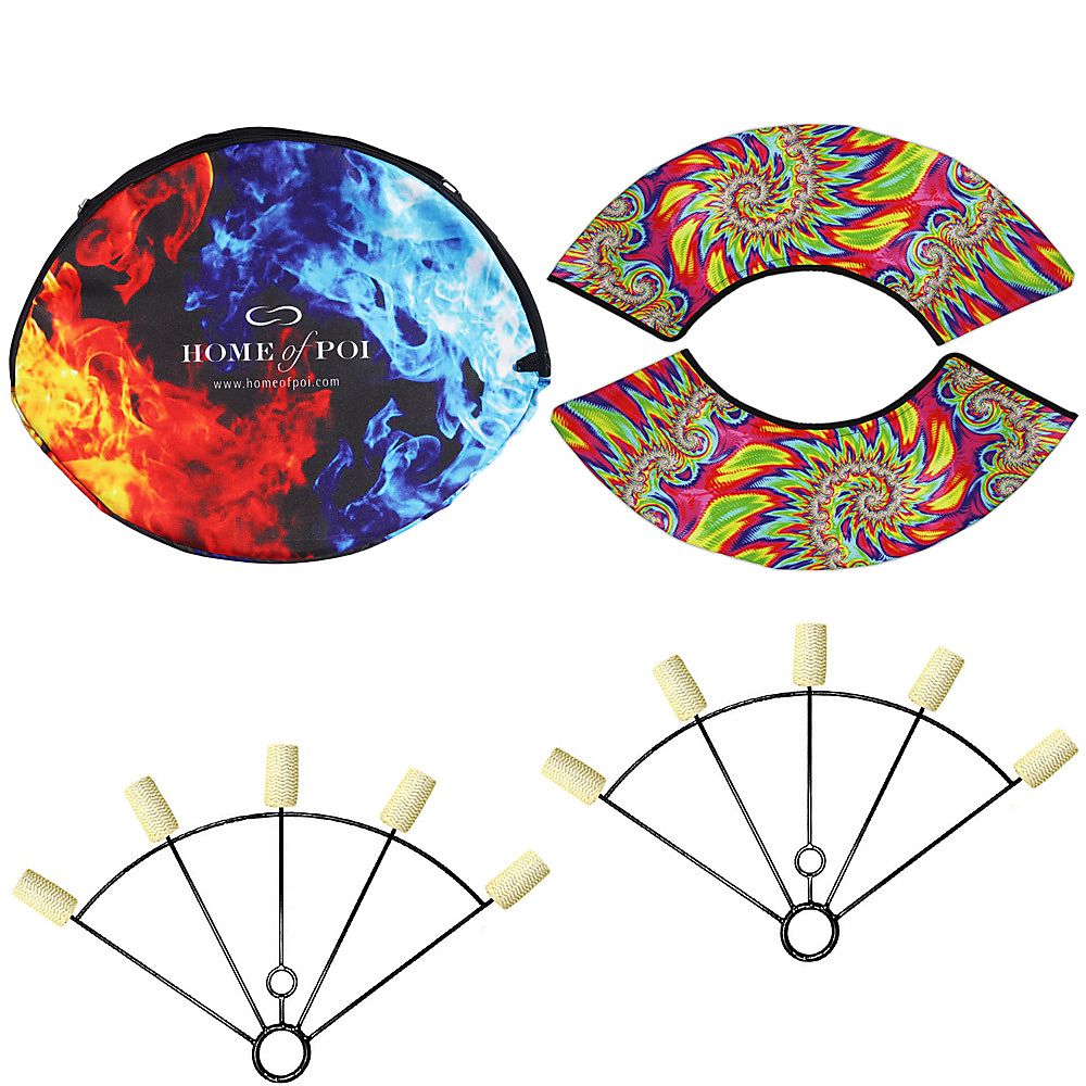Pair of Large 5 Finger Fire Fans with Carry Bag