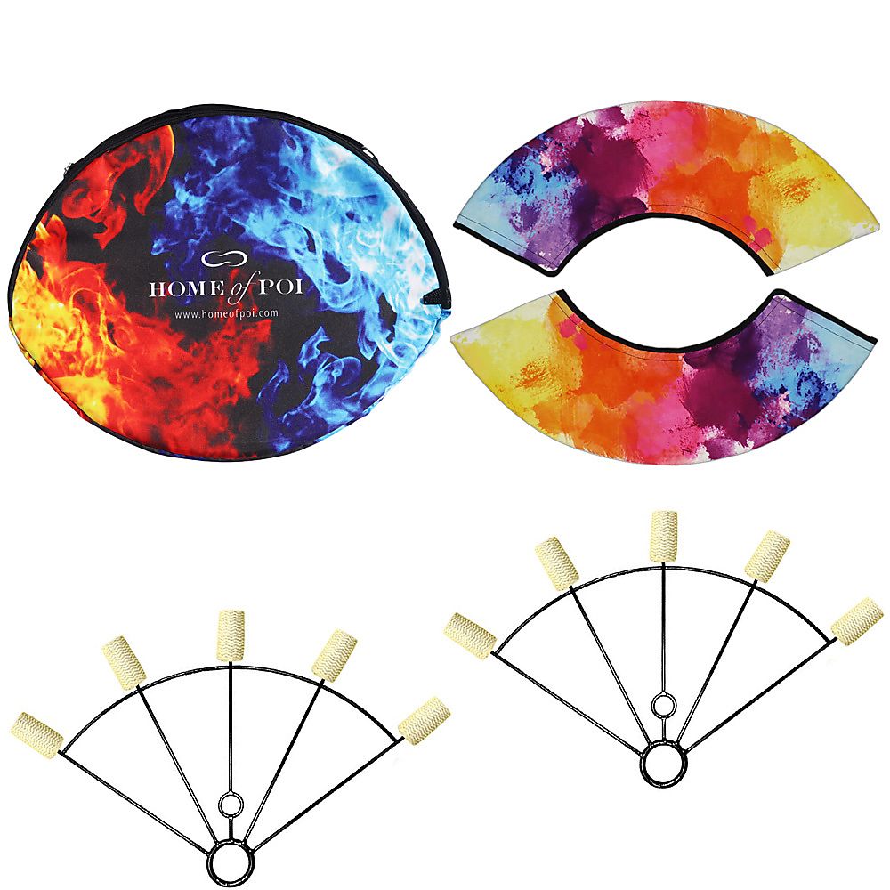 Pair of Large 5 Finger Fire Fans with Carry Bag