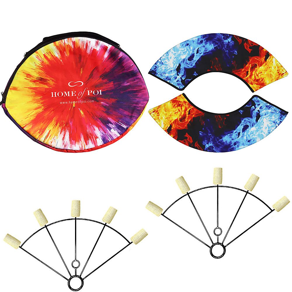 Pair of Large 5 Finger Fire Fans with Carry Bag