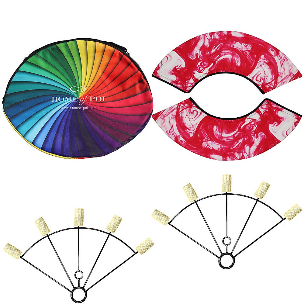 Pair of Large 5 Finger Fire Fans with Carry Bag