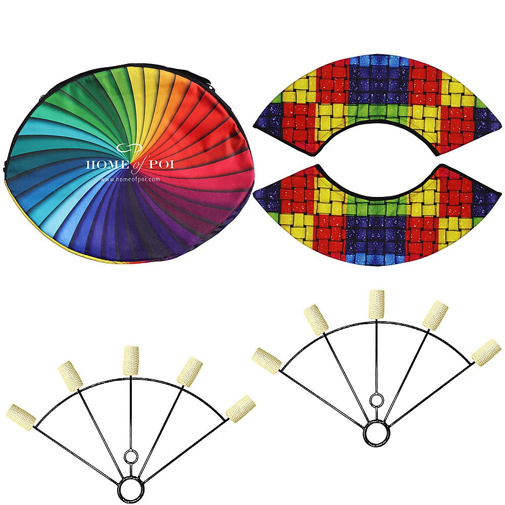 Pair of Large 5 Finger Fire Fans with Carry Bag