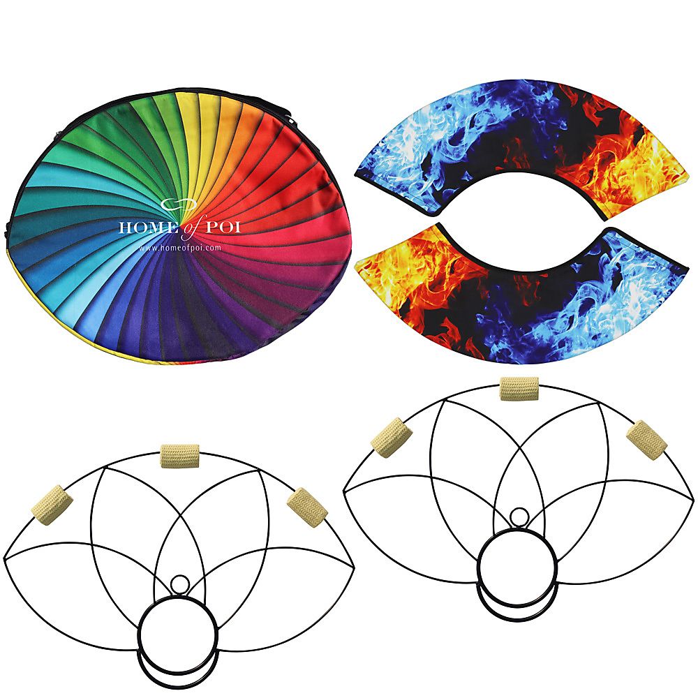 Paire d'éventails Lotus Petal Fire avec sac de transport