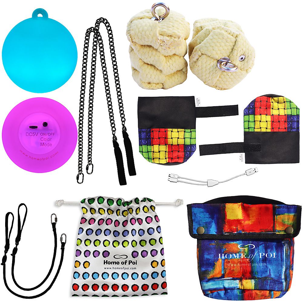 Twista Fire Poi Medium and Pro-Bright LED Poi set