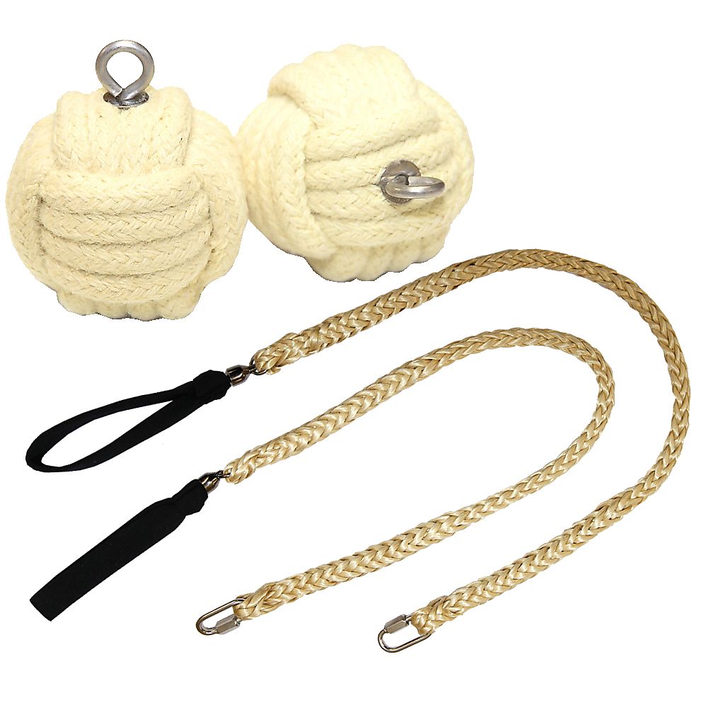 Pair of Pro Strap Technora® - Medium - Monkey Fist Fire Poi with Carry Bag