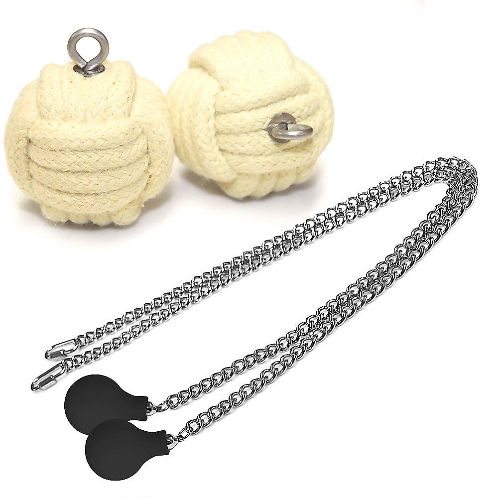 Pair of Pro Knob Chain - Medium - Monkey Fist Fire Poi with Carry Bag