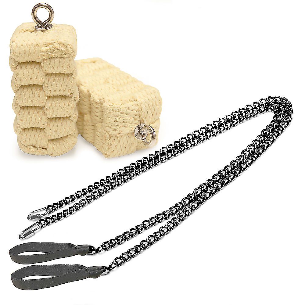Pair of Pro Strap Chain - Extra Large - Block Fire Poi with Carry Bag