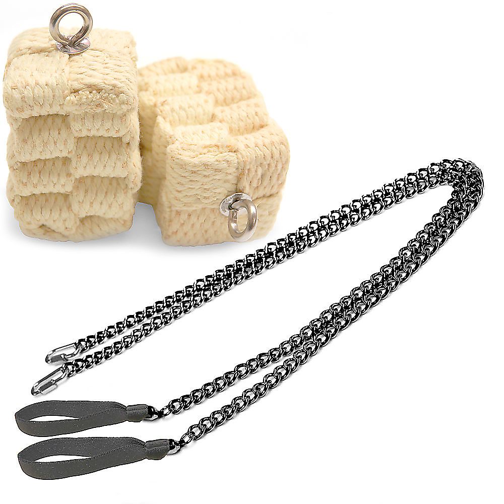 Pair of Pro Strap Chain - Large - Block Fire Poi with Carry Bag