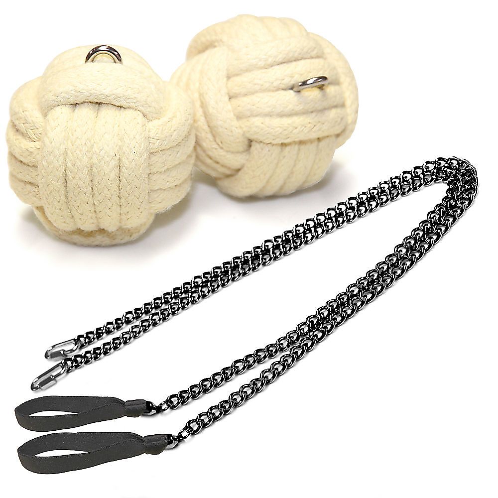 Pair of Pro Strap Chain - Large - Monkey Fist Fire Poi with Carry Bag