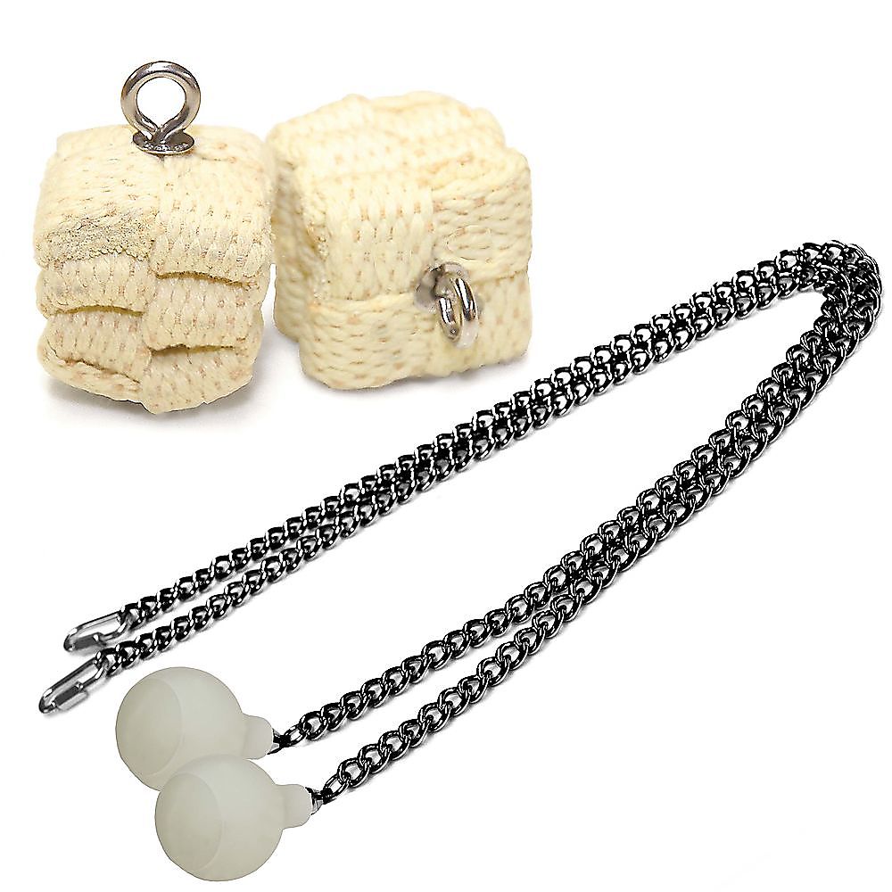 Pair of Pro Glow Knob Chain - Medium - Block Fire Poi with Carry Bag