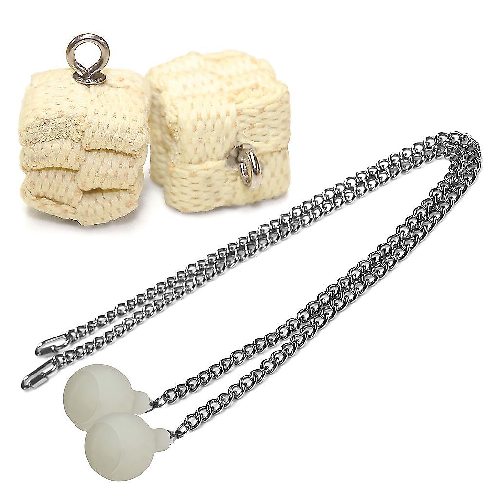Pair of Pro Glow Knob Chain - Medium - Block Fire Poi with Carry Bag