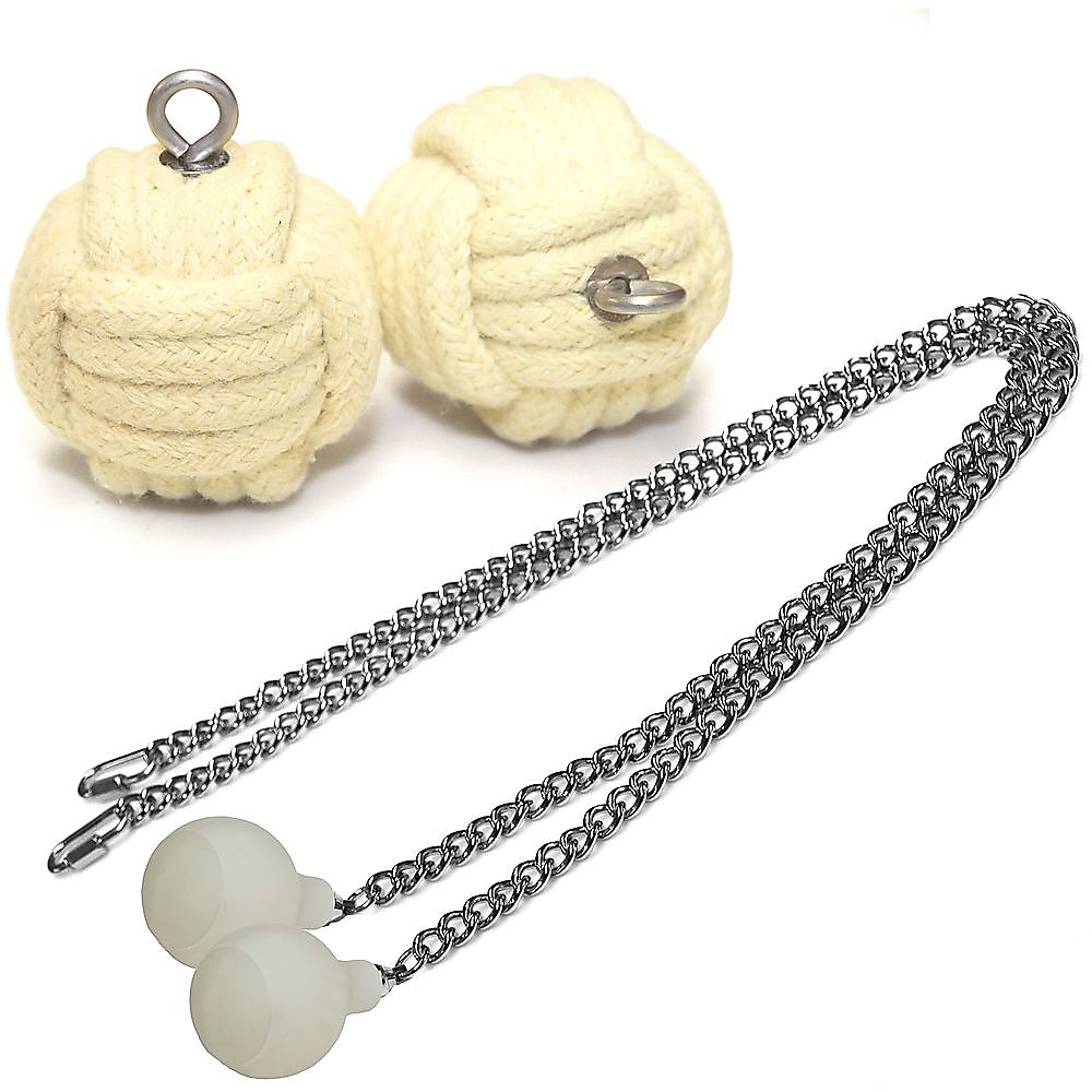 Pair of Pro Glow Knob Chain - Medium - Monkey Fist Fire Poi with Carry Bag