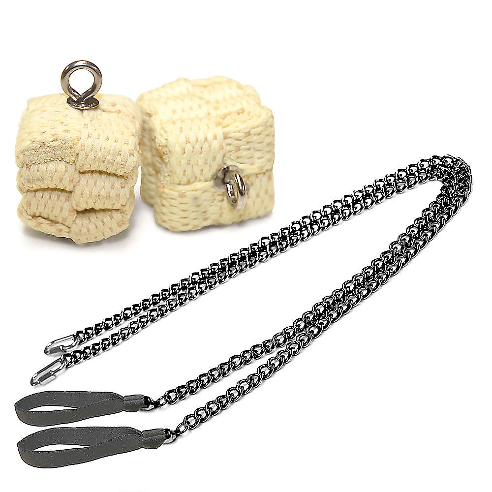 Pair of Pro Strap Chain - Medium - Block Fire Poi with Carry Bag