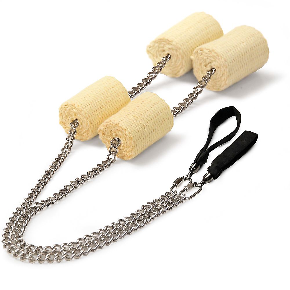Pair of Pro Strap Chain Double Headed Fire Poi with Carry Bag