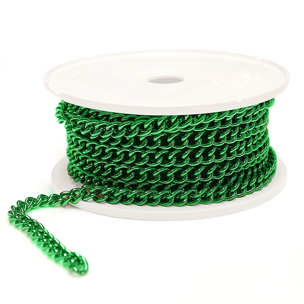 100ft of 3/32 Inch 2.4mm Oval Twist Welded Green Chain