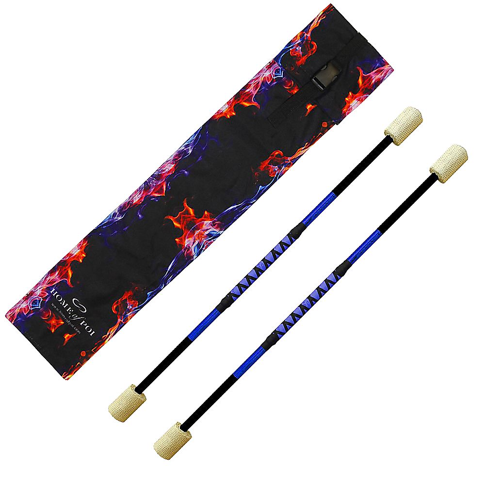 Pair of Short Twirling Fire Batons with Leather Binding