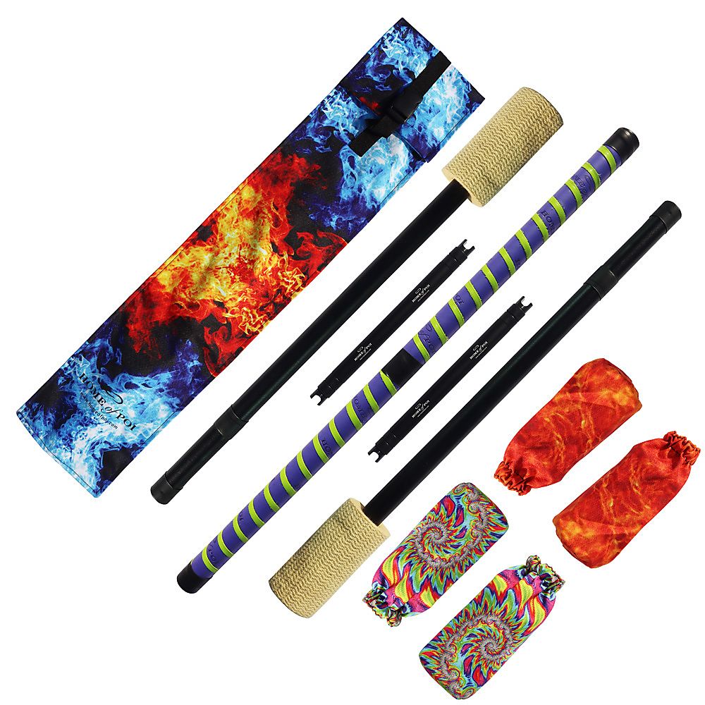 Expert Contact - Fire Staff with 100mm wicks and leather binding