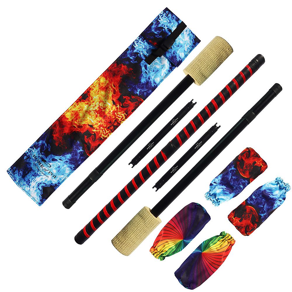 Expert Contact - Fire Staff with 100mm wicks and leather binding