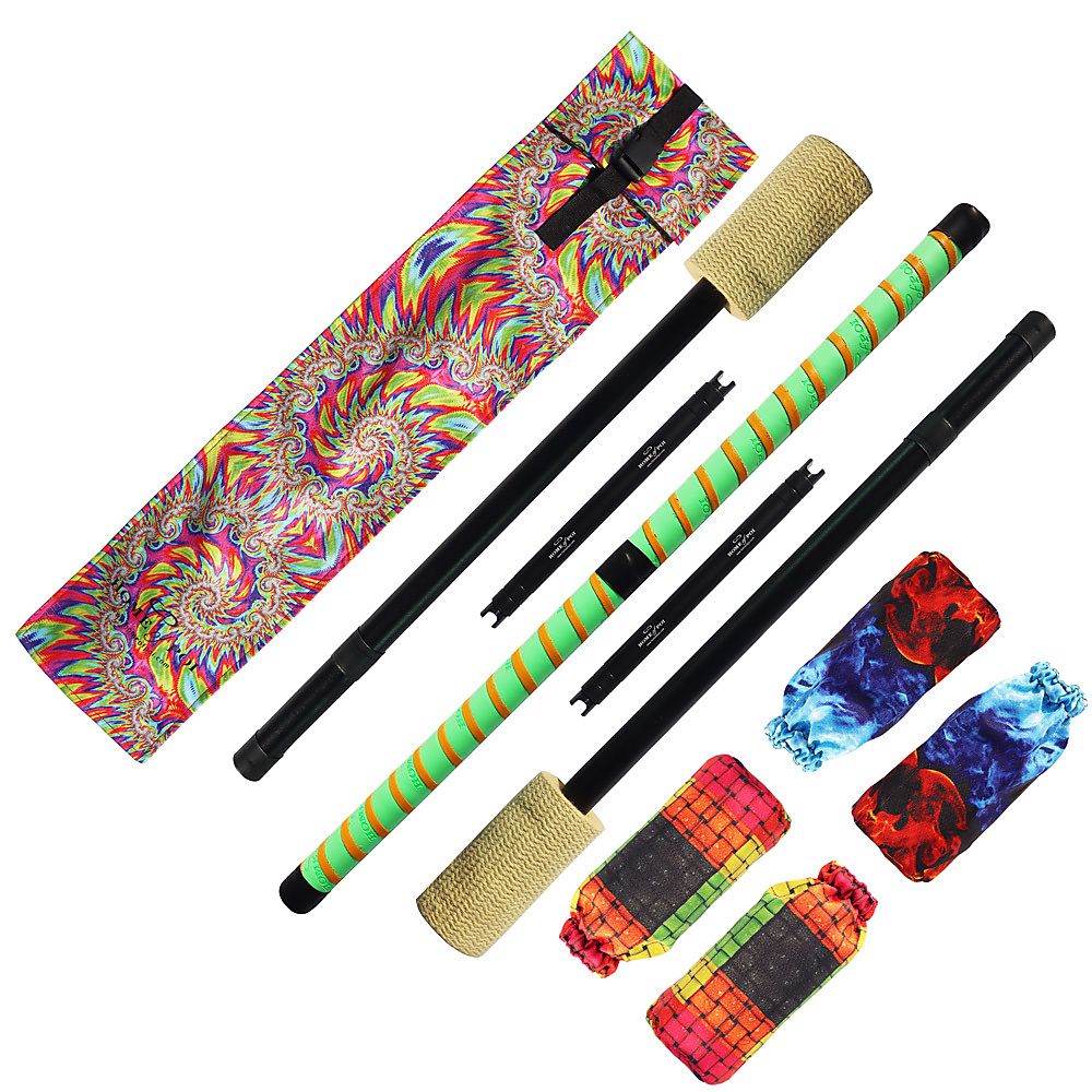 Expert Contact - Fire Staff with 100mm wicks and leather binding