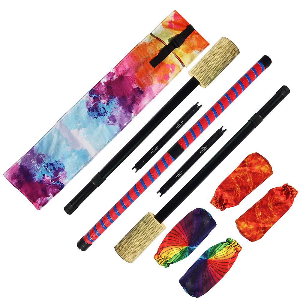 Expert Contact - Fire Staff with 100mm wicks and leather binding