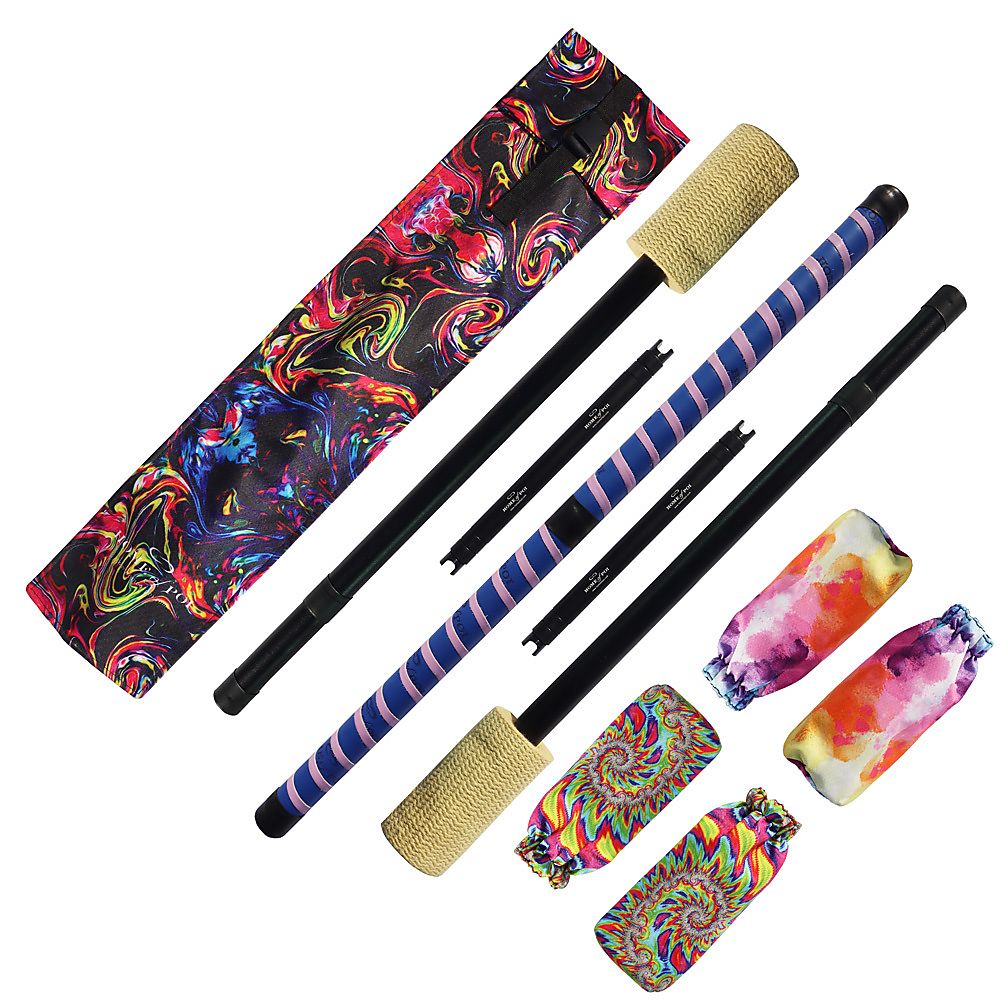 Expert Contact - Fire Staff with 100mm wicks and leather binding