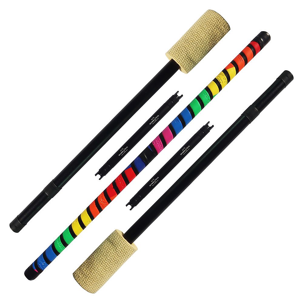 Flow Master - Fire Staff with 100mm wicks and leather binding