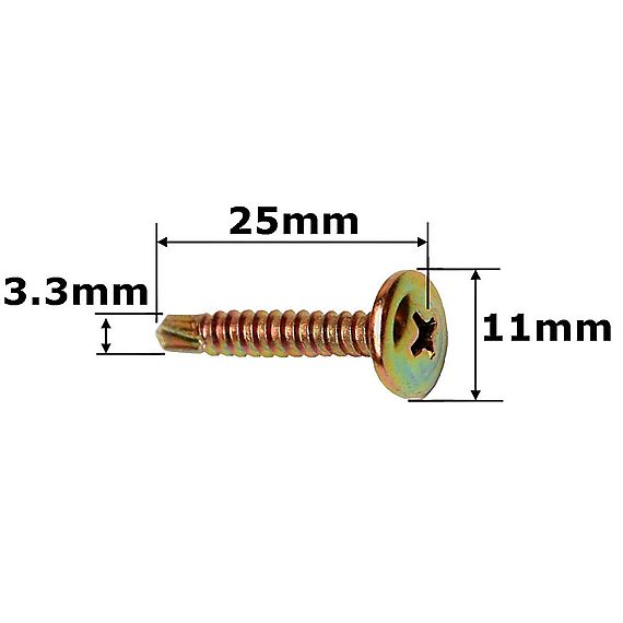 Screw Self Drill Button Metal 8g-18 x 25mm Zinc Yellow