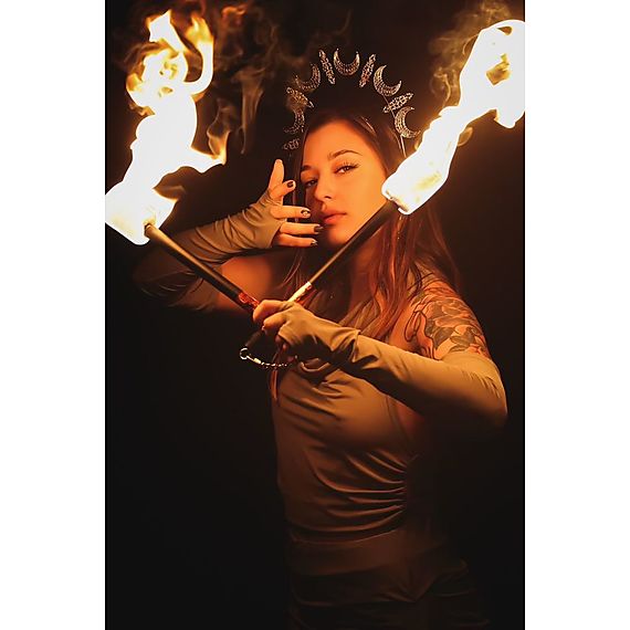 Single Spiral Fire Nunchaku with Rope wicks