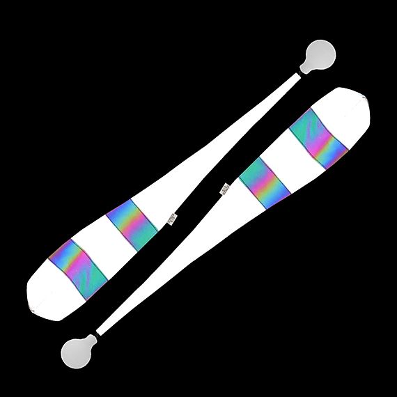 Pair of Pro Gray Rainbow Stripe Reflective Poi