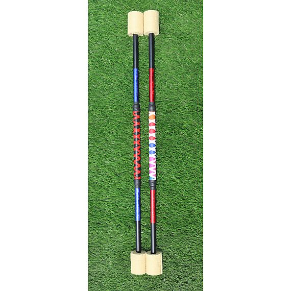 Pair of Short Twirling Fire Batons with Leather Binding