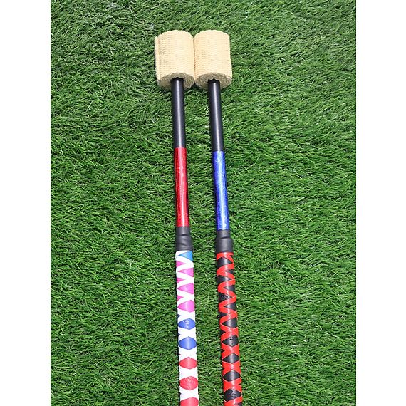 Pair of Short Twirling Fire Batons with Leather Binding