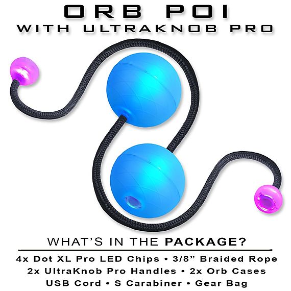 Orb Poi with UltraKnob Pro LED Contact Poi Set