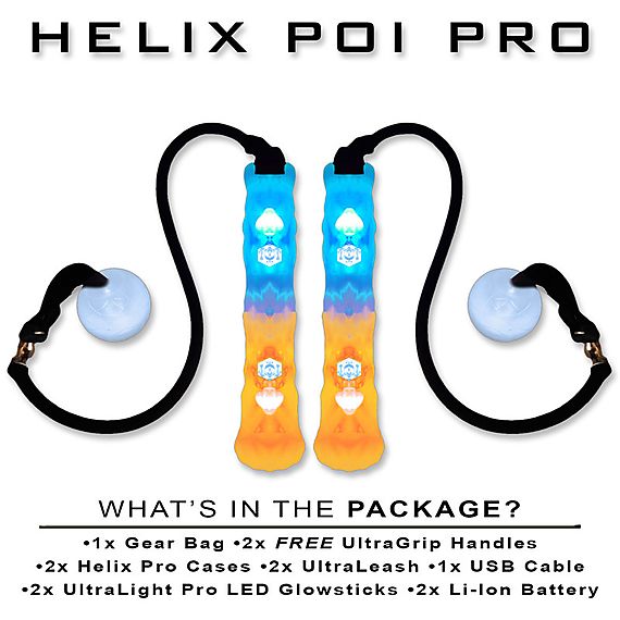 Helix LED Poi Pro Set with Ultragrip Handles