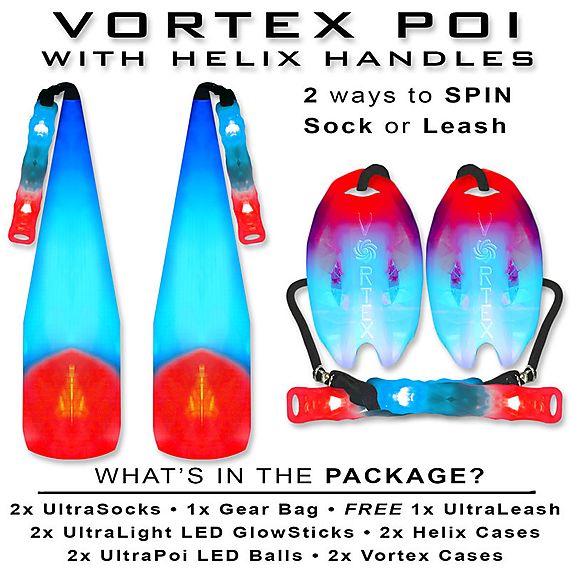 Vortex LED Poi Set with Helix Handles
