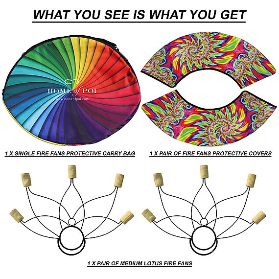 Pair of Medium Lotus Fire Fans with Carry Bag