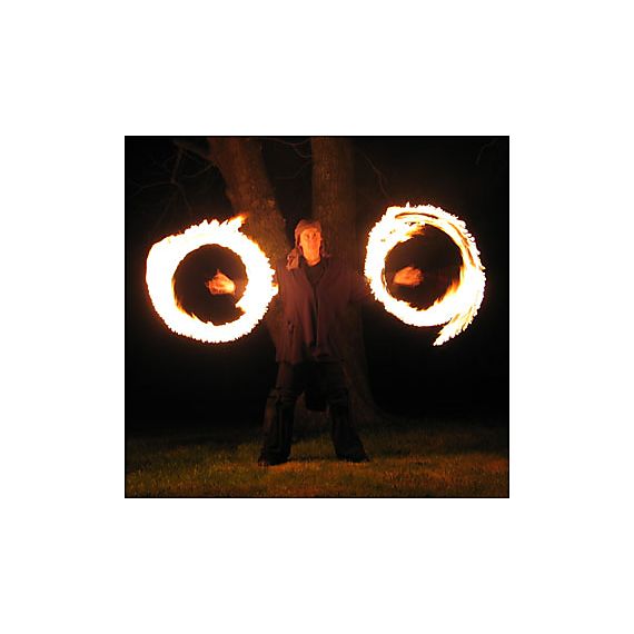 Single Short Twirling Fire Batons with Leather Binding