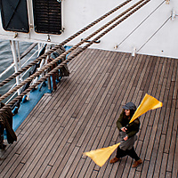 Flag dance on a tall ship