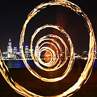 Perth, Australia, Cityscape fire tunnel