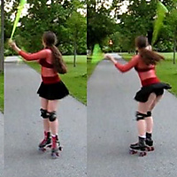 Jumping poi on roller skates