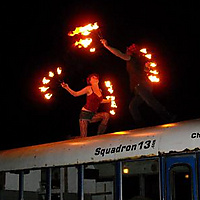 fans on the peace bus