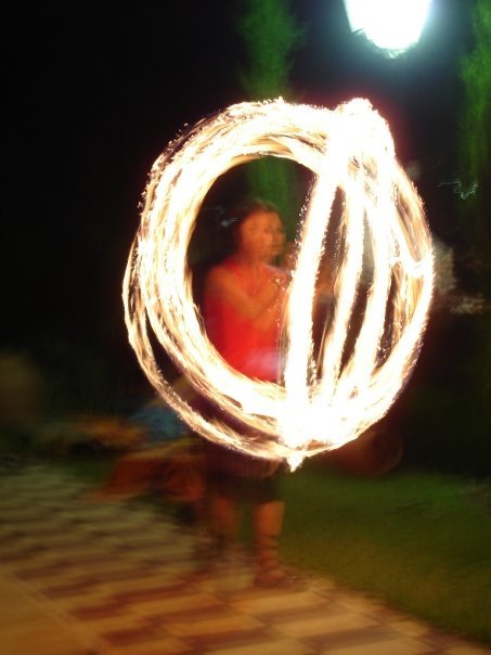 Fire poi at BarcelonaÂ´s beach