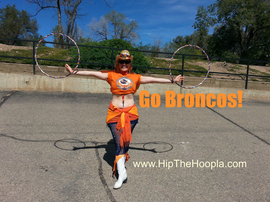 Che of Hip The Hoopla - Broncos hooping with mini twins!