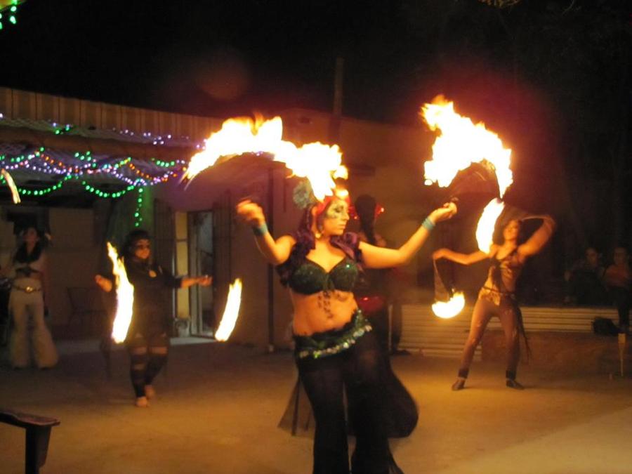 Lady Mond with Khaos Fire Fans