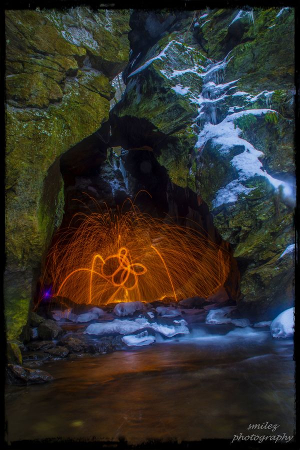 Sparks in a cave