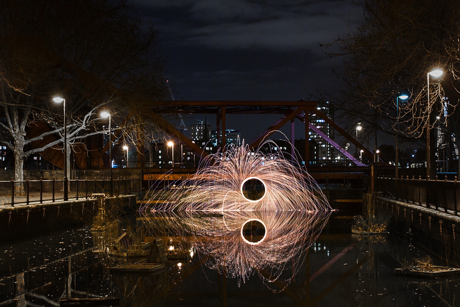 Fire spinning in London