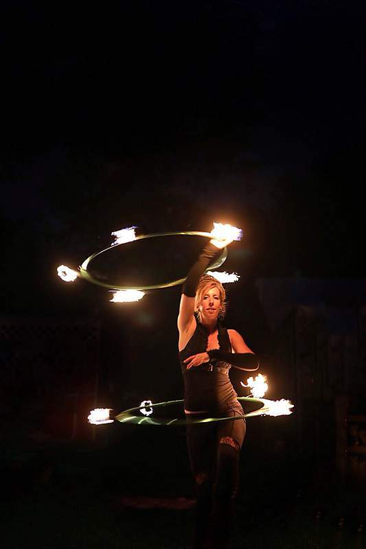 Double hoops fire show