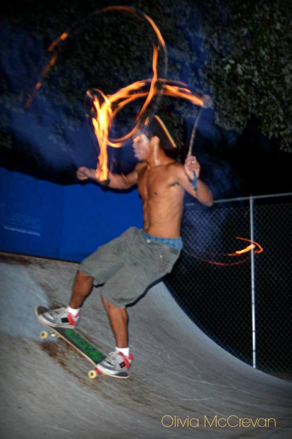 Skateboarding vs Fire Poi