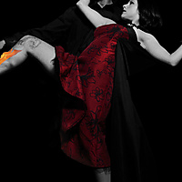 The girl in the red dress