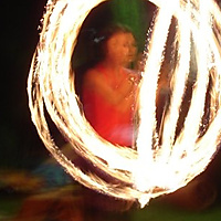 Fire poi at BarcelonaÂ´s beach