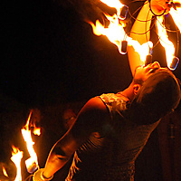 fire fan, no hands, to mouth!!